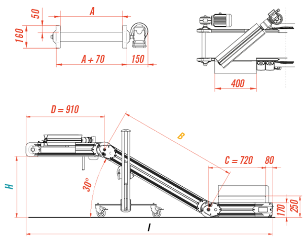 N-CPST dimenzije transporterja / transportnega traku